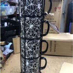 Black and White Spiderweb Stacking Mugs